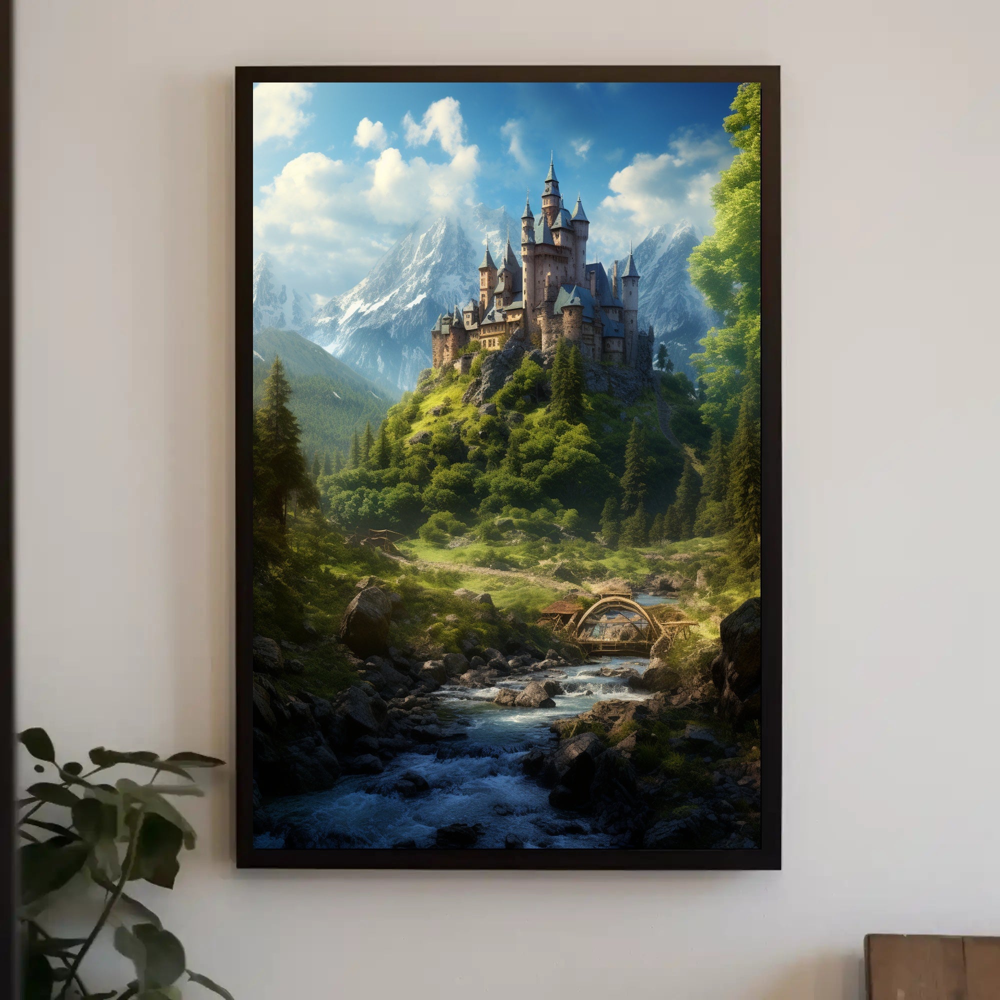 Enchanted Castle In The Mountains Poster PosterGoat