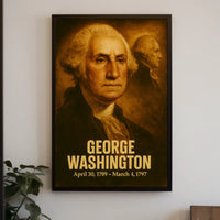 George Washington Vintage Analog Film Aesthetic Poster Presidential Portrait Wall Art Historical Founding Father Print