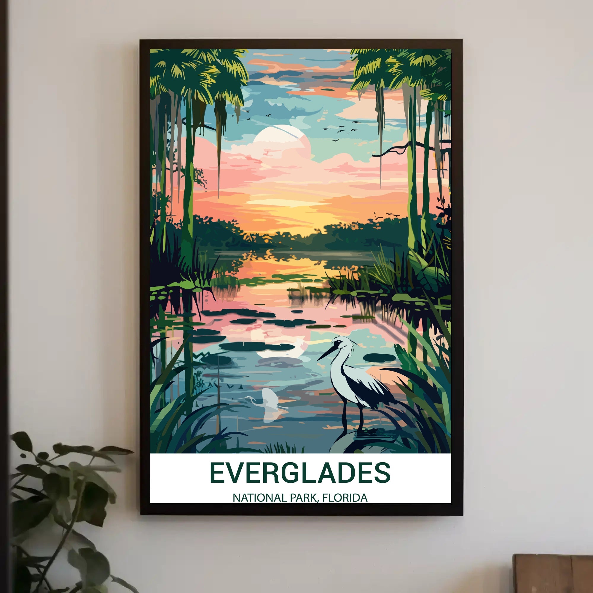 Everglades National Park Vintage Sunset Scenery Poster