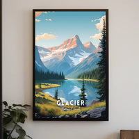 Glacier National Park Travel Poster Vintage Print