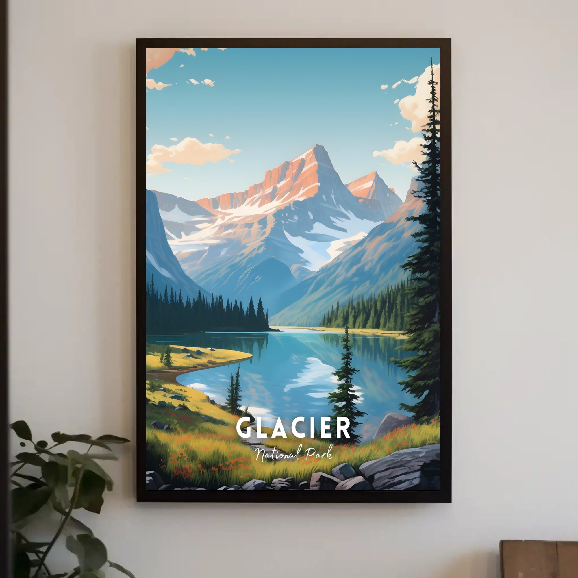 Glacier National Park Travel Poster Vintage Print