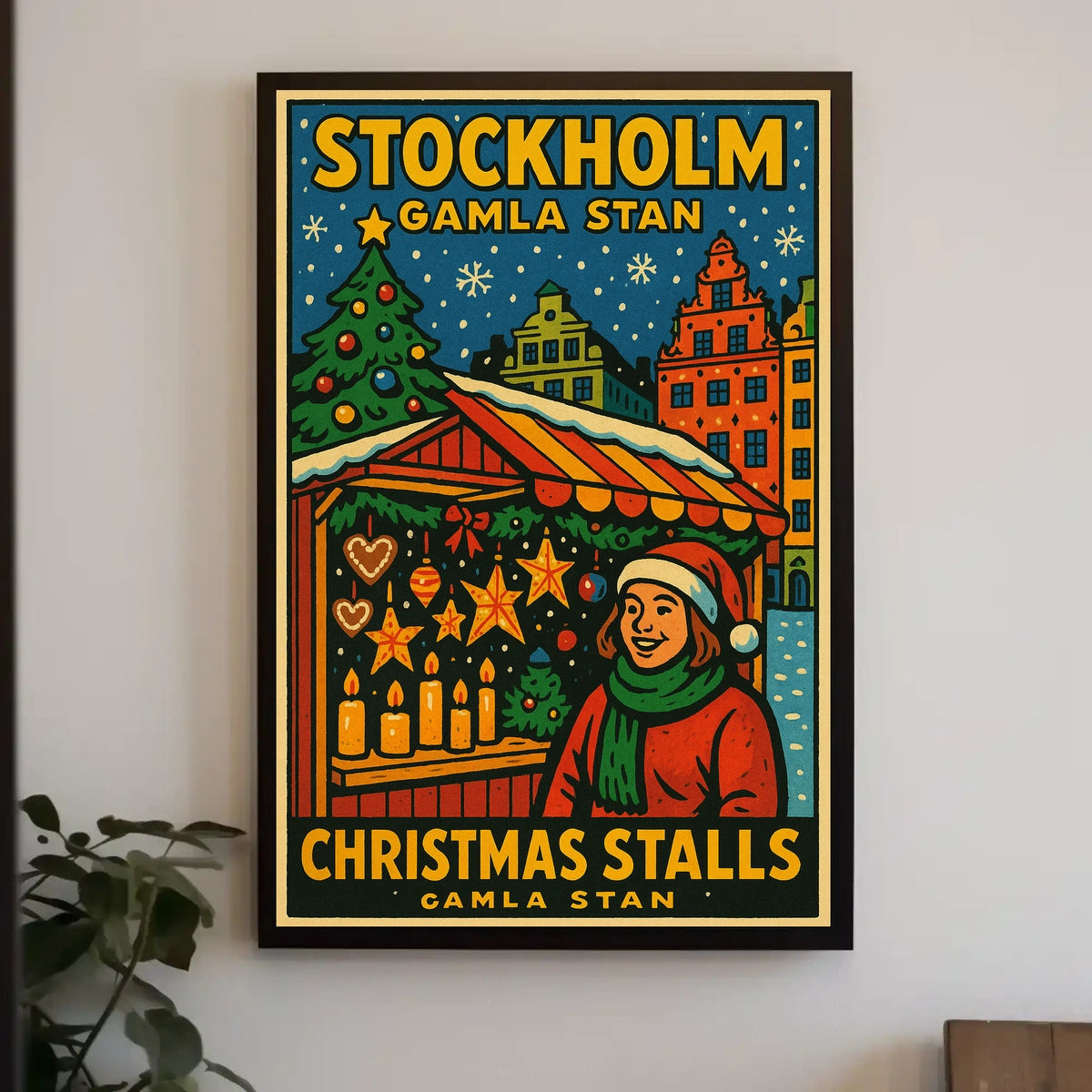 Stockholm Christmas Stalls Poster