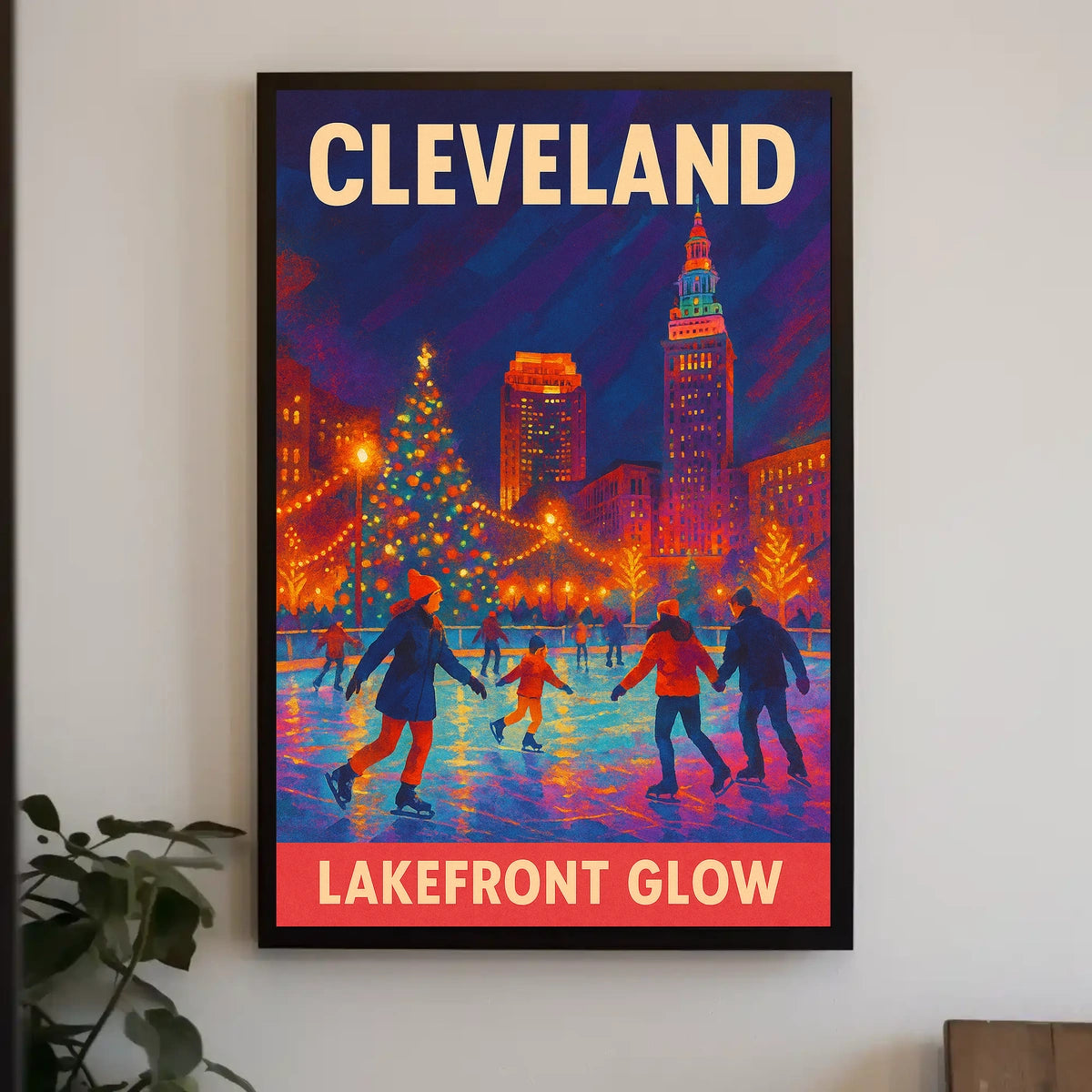 Cleveland Lakefront Glow Poster