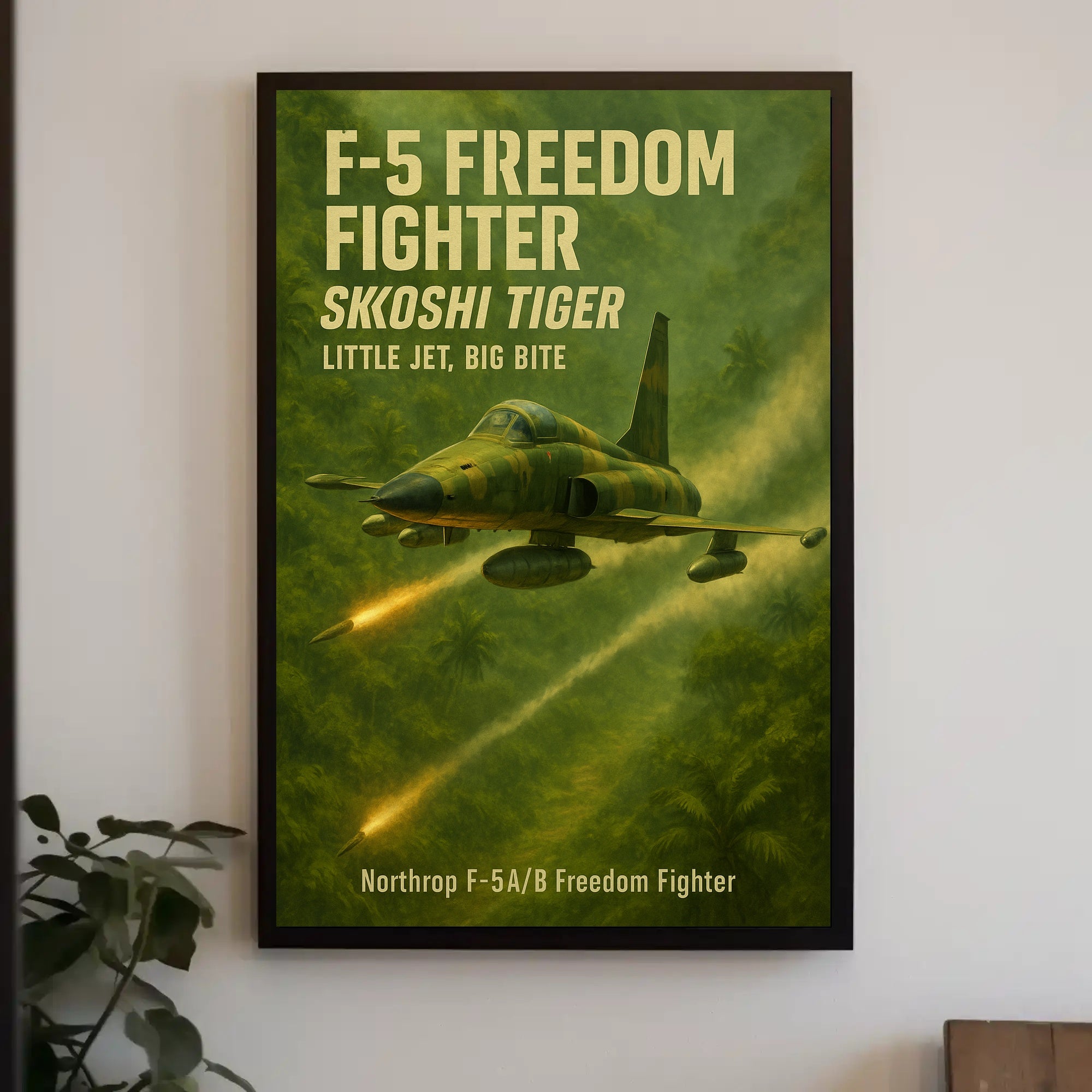 Northrop F-5 Fighter Jungle Scene Military Aviation Poster