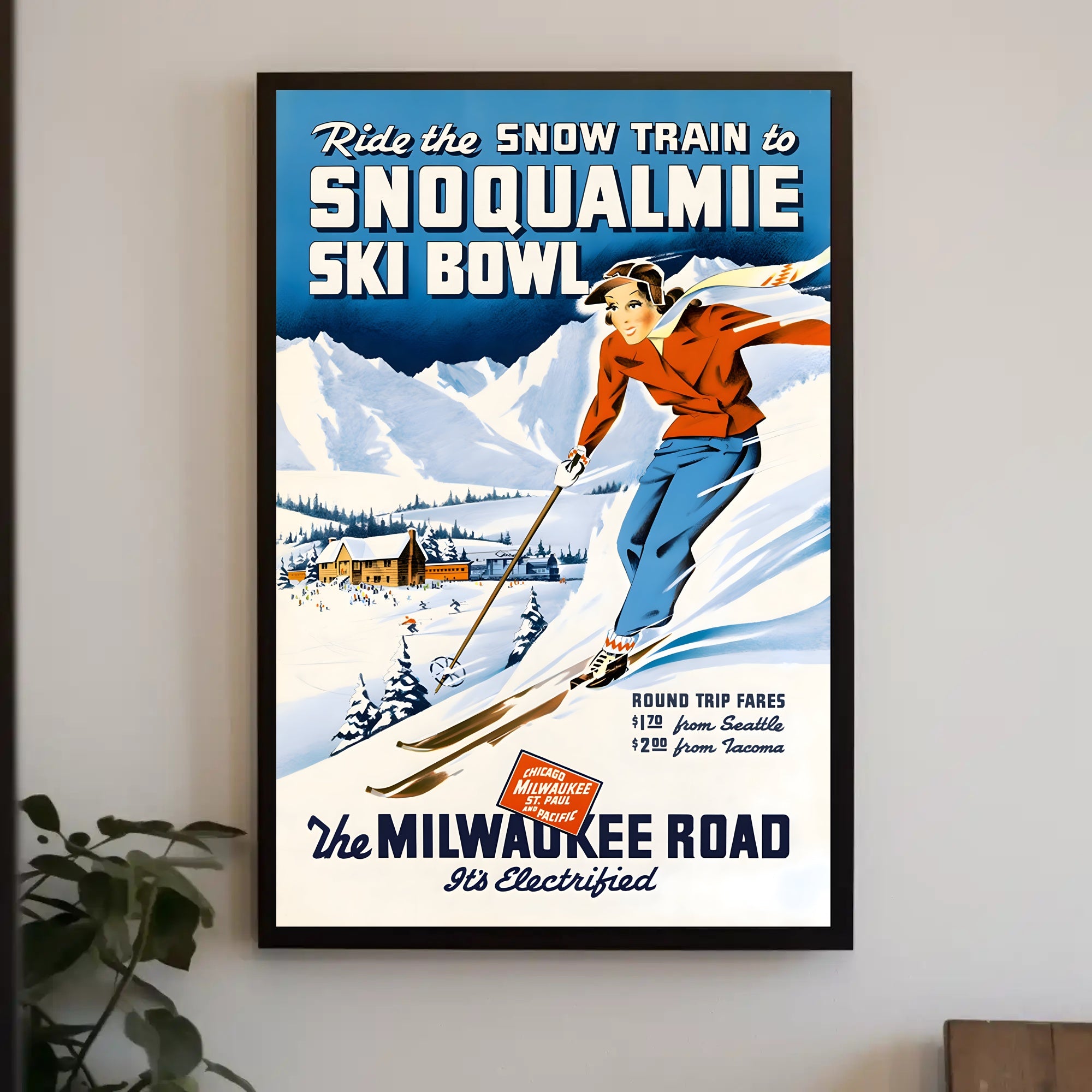 Vintage Snoqualmie Ski Bowl Adventure Travel Poster PosterGoat