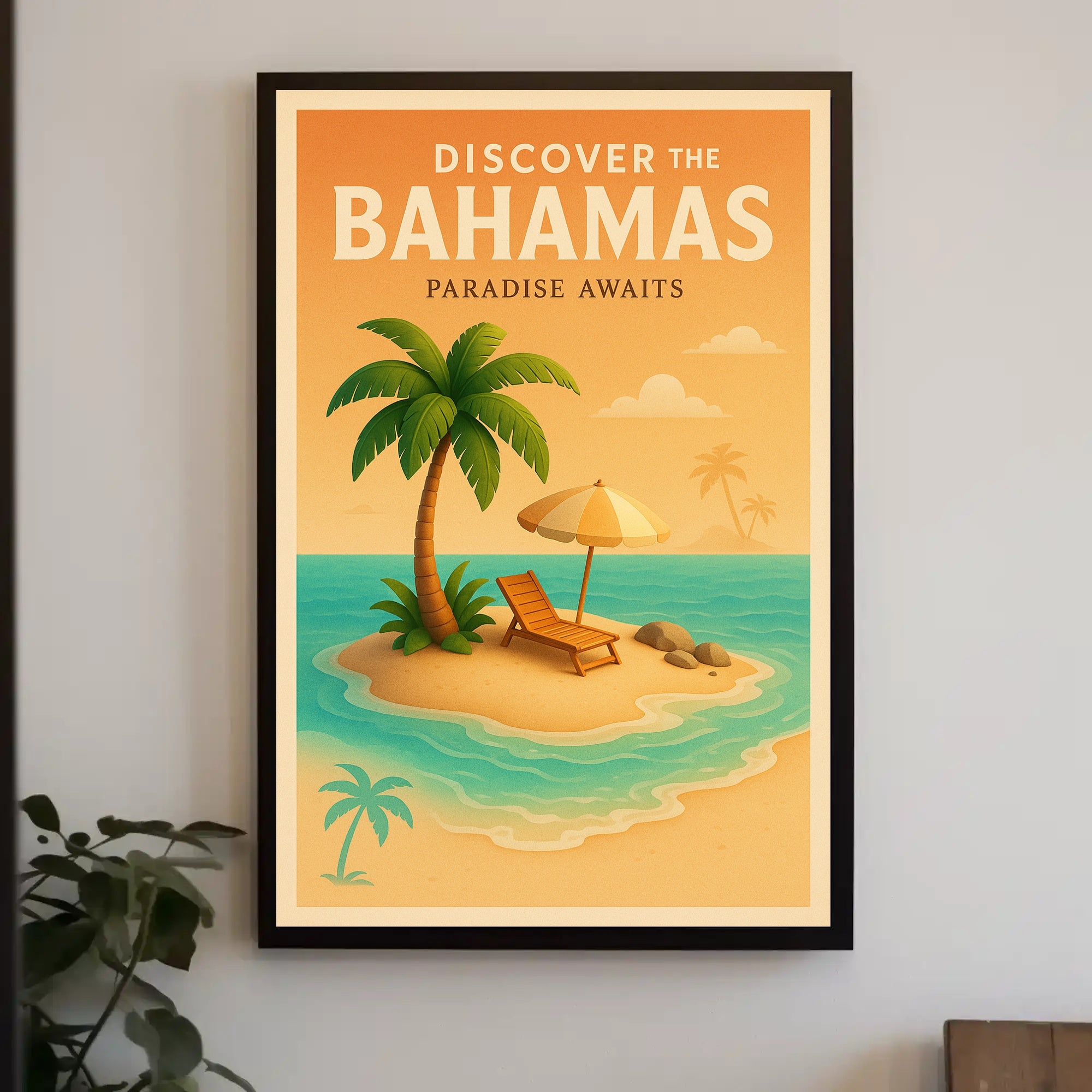 Bahamas Tropical Paradise Vintage Travel Poster