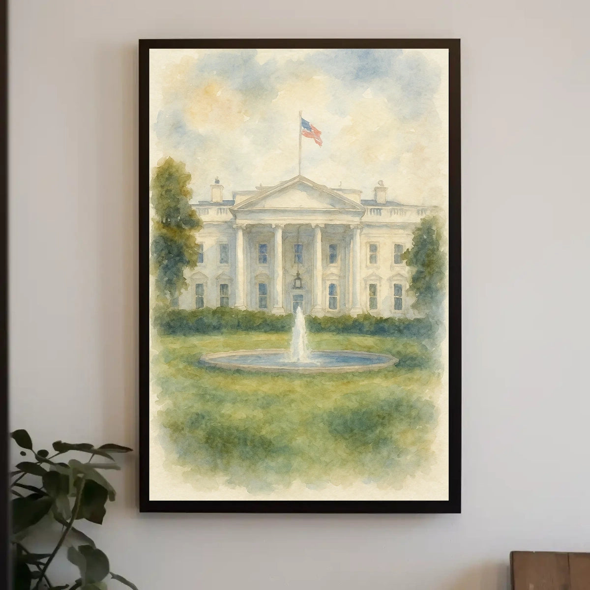 The White House in Watercolor Poster