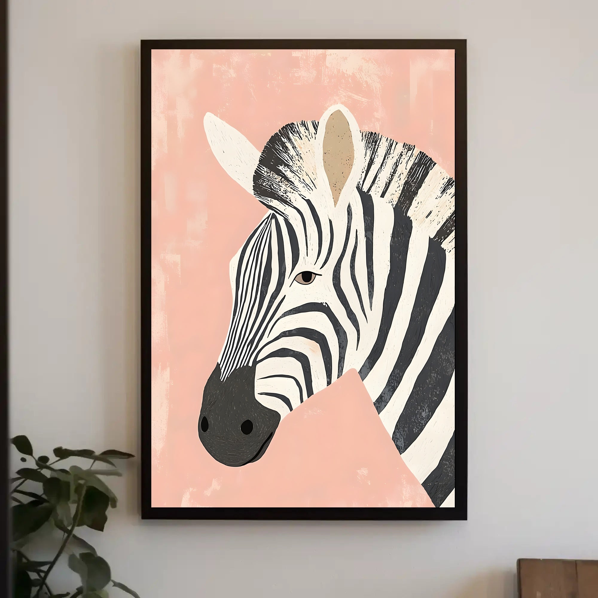 Zebra Pink Poster Modern Animal Wall Art Print