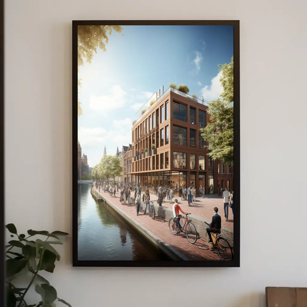 Modern Urban Scene Poster: Vibrant City Life
