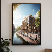 Modern Urban Scene Poster: Vibrant City Life