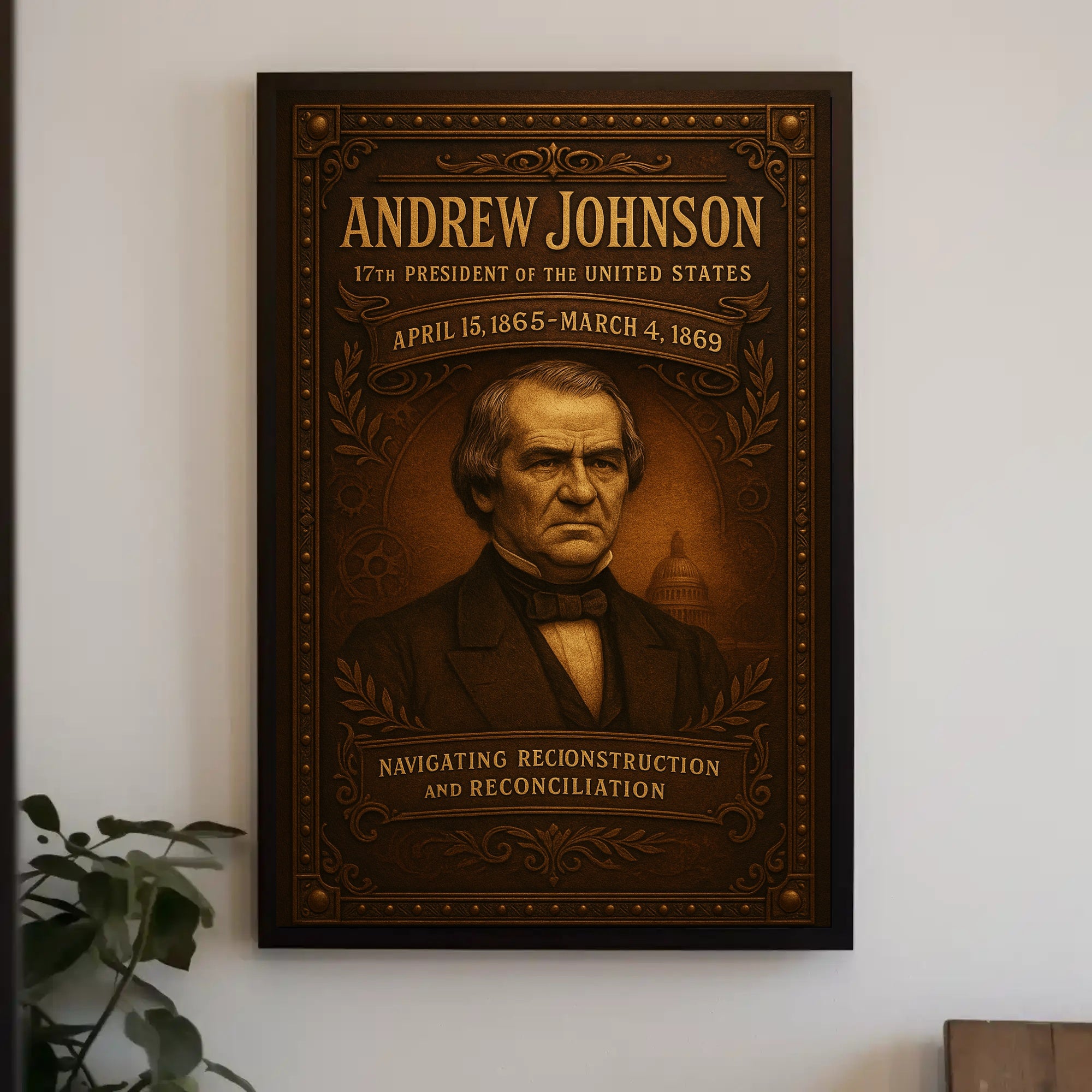 Andrew Johnson Historical Portrait Vintage Poster