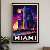 Miami Skyline at Sunset Poster