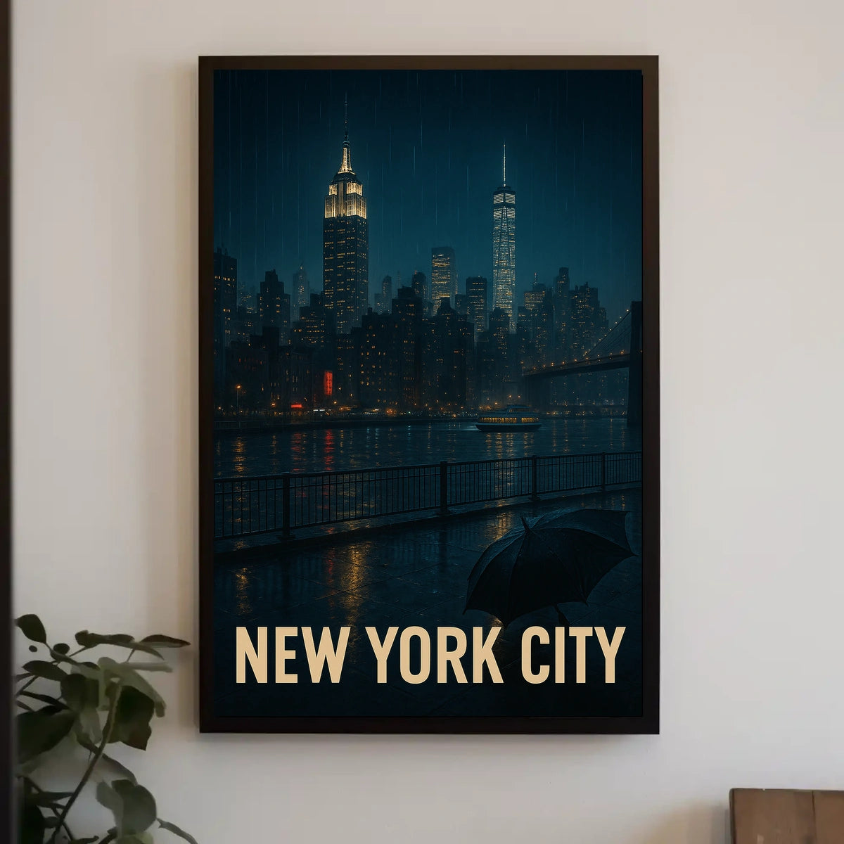 New York City Skyline at Night Poster