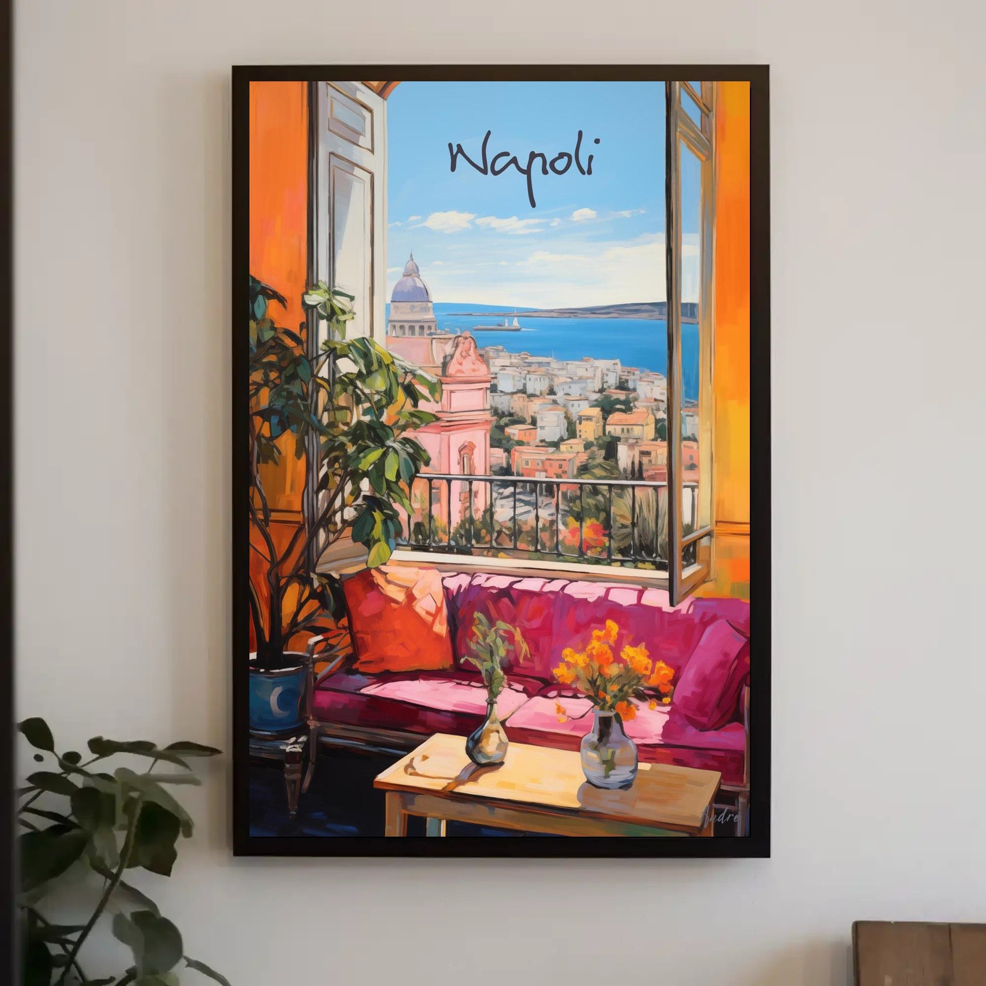 Napoli Scenic View from Open Window Poster