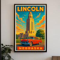 Lincoln Nebraska Cityscape Scenic Wanderlust Poster