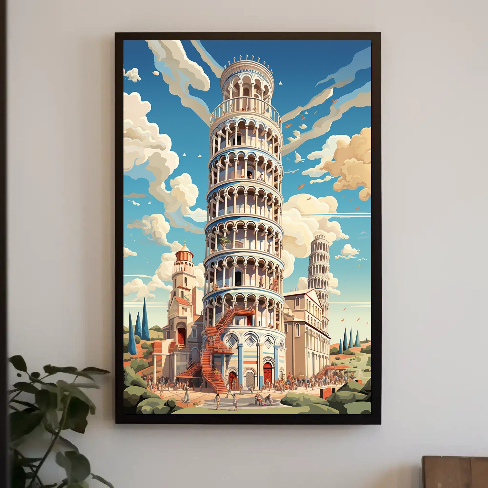 The Leaning Tower Of Pisa Artistic Poster PosterGoat