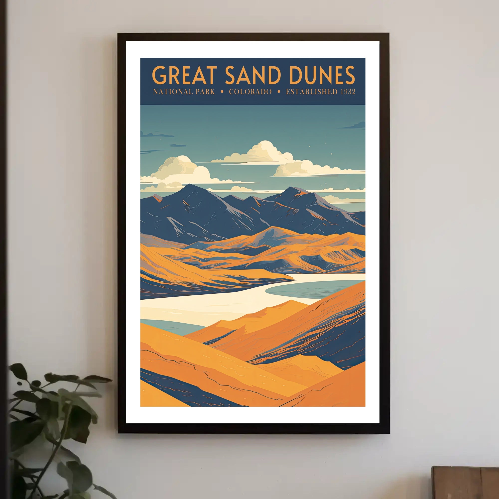 Great Sand Dunes Poster Vintage National Park Print