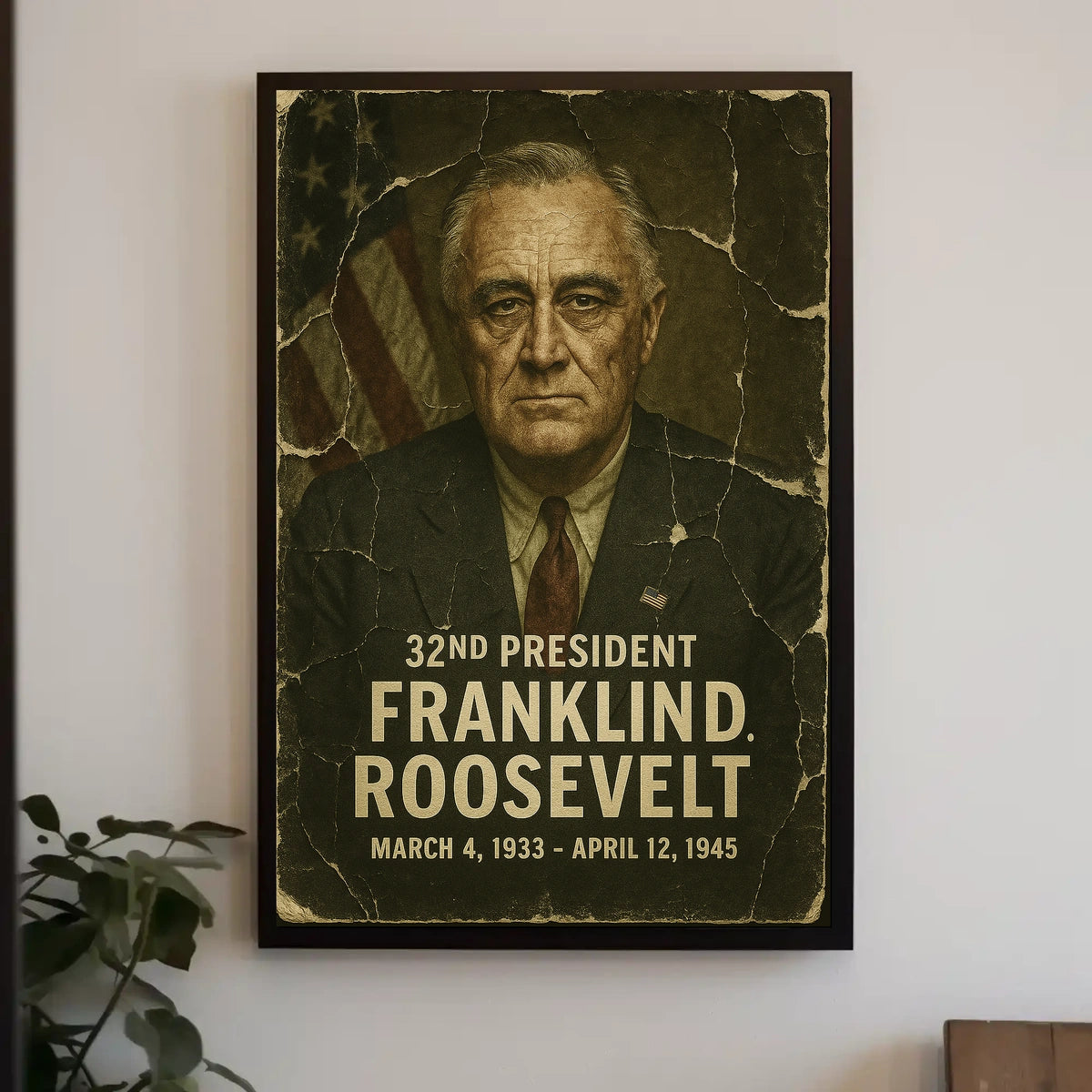 Franklin D. Roosevelt 32nd President of the United States Damaged Photograph Poster