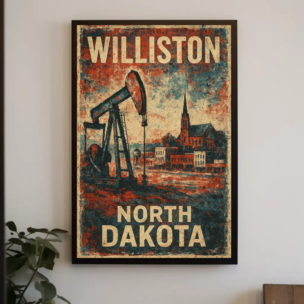 Williston North Dakota Travel Wanderlust Minimalist Poster