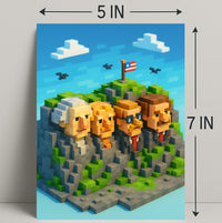 Pixel Presidents on Mount Rushmore Poster PosterGoat