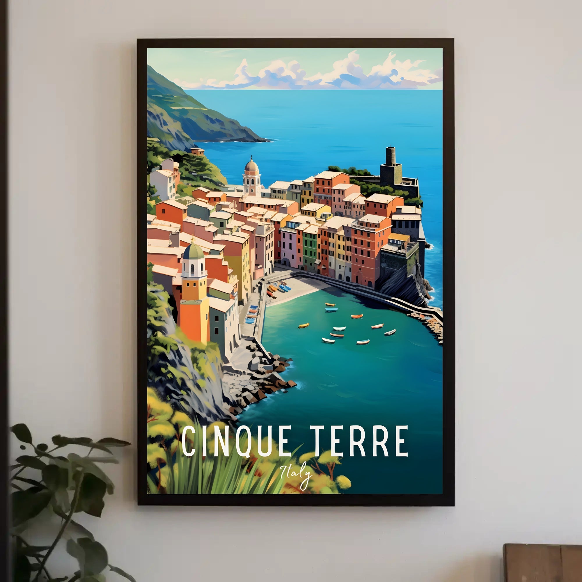 Cinque Terre Coastal Scene Travel Poster