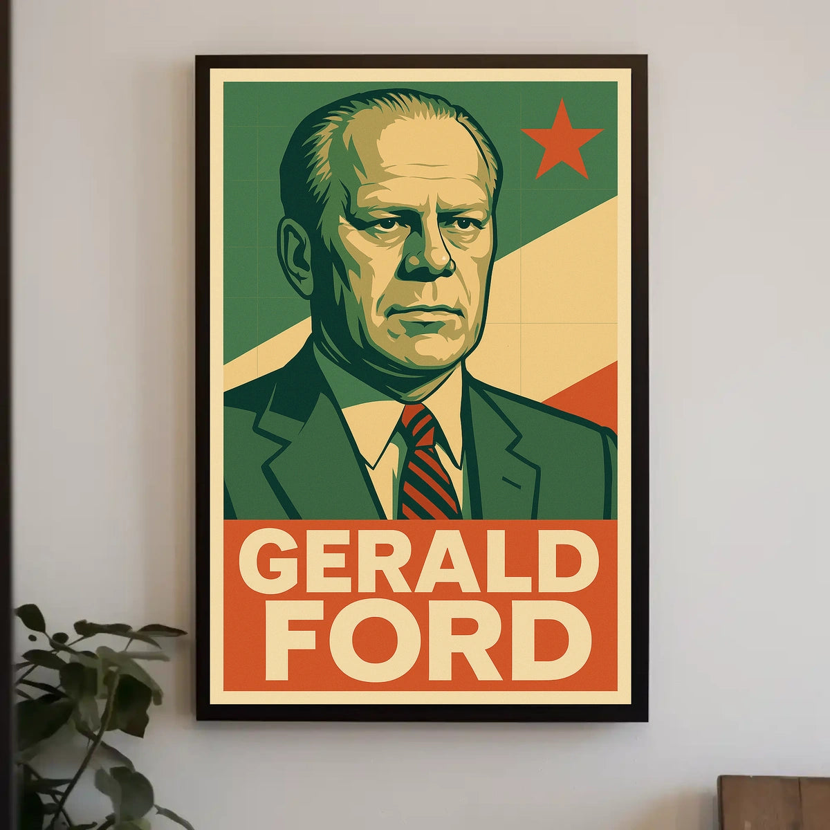 Gerald Ford Presidential Portrait Historical Figure Photography Realism Iconic American Heritage Decor Poster