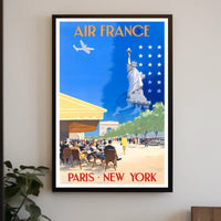 Air France Travel Poster Vintage Paris New York Wall Art