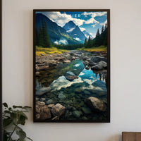 Glacier Tranquil Landscape Poster Travel Wall Art