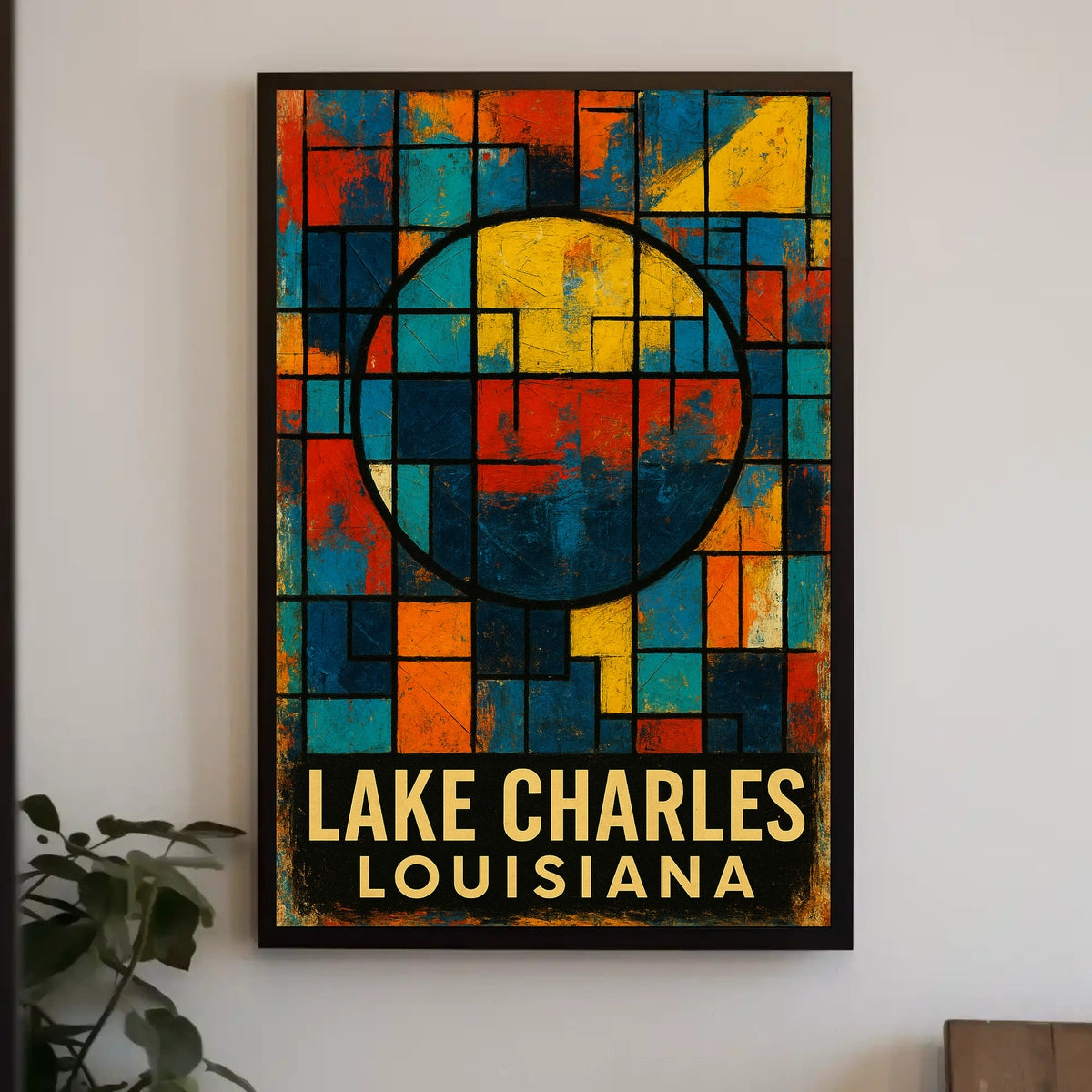 Lake Charles Geometric Abstract Minimalist Collector Poster