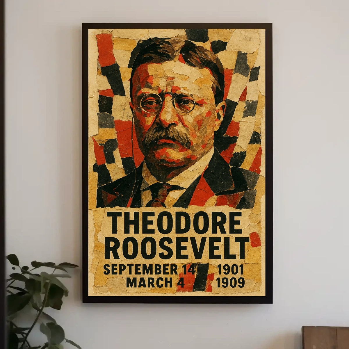 Theodore Roosevelt 26th President of the United States Layered paper Collage Poster