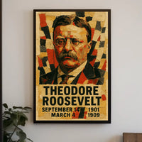 Theodore Roosevelt 26th President of the United States Layered paper Collage Poster