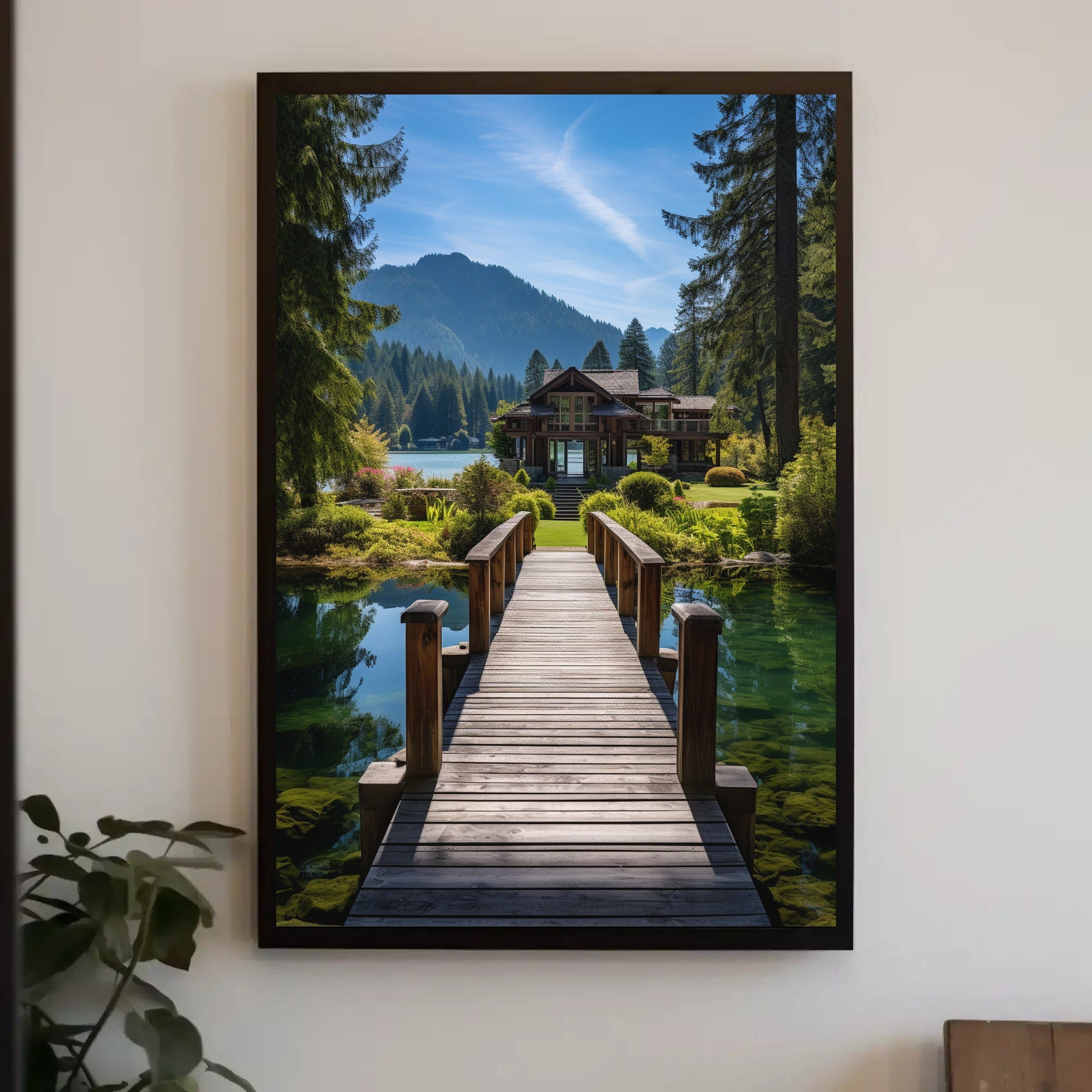 Tranquil Forest Lake Retreat Realistic National Park Poster
