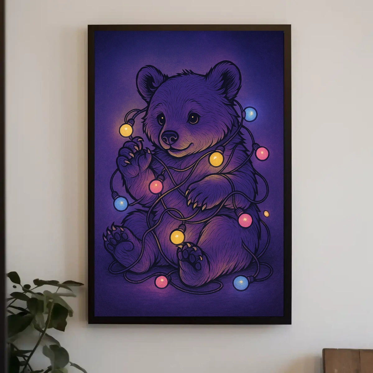Bear With Festive Lights Poster