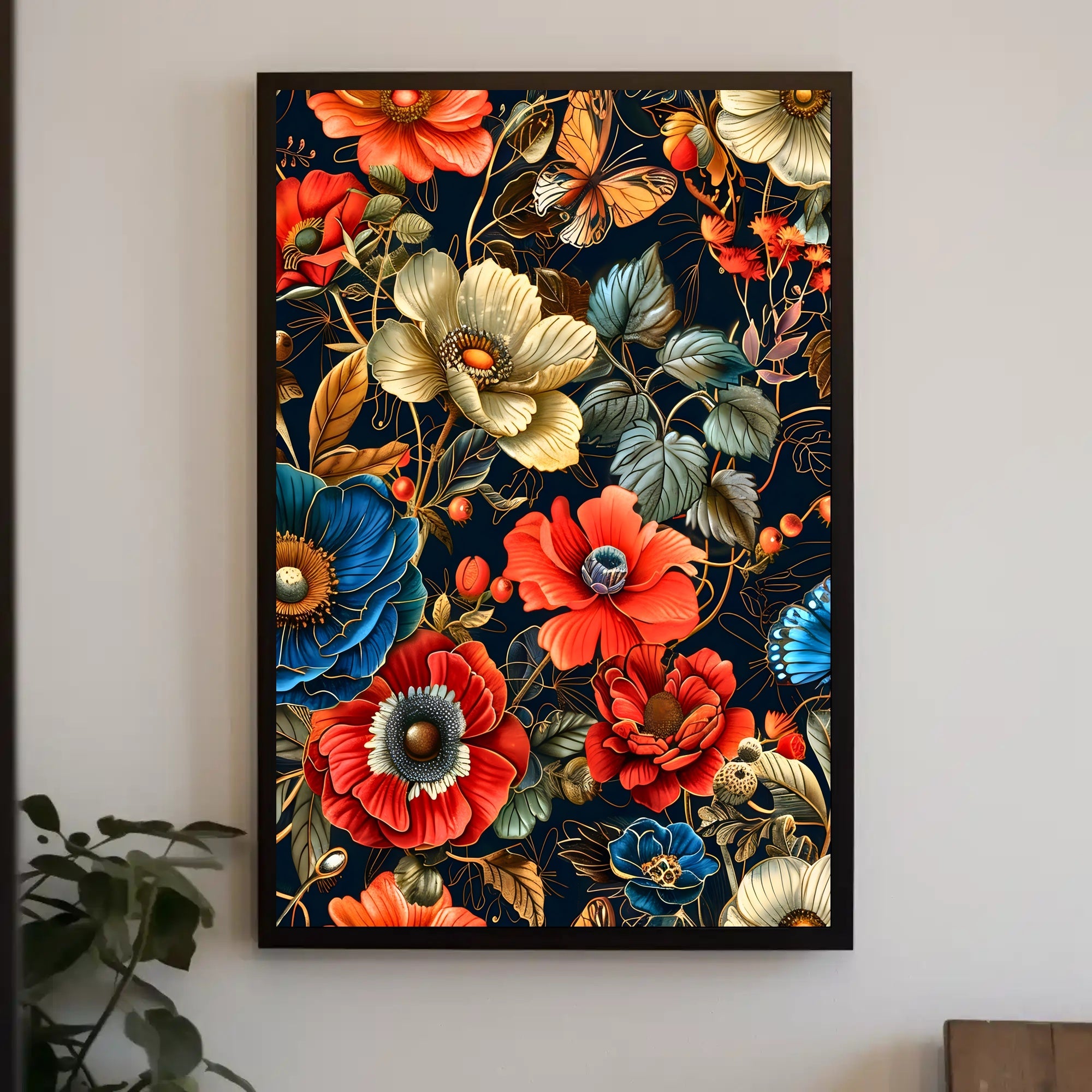 Intricate Floral Butterfly Art Print - Abstract or Artistic Poster