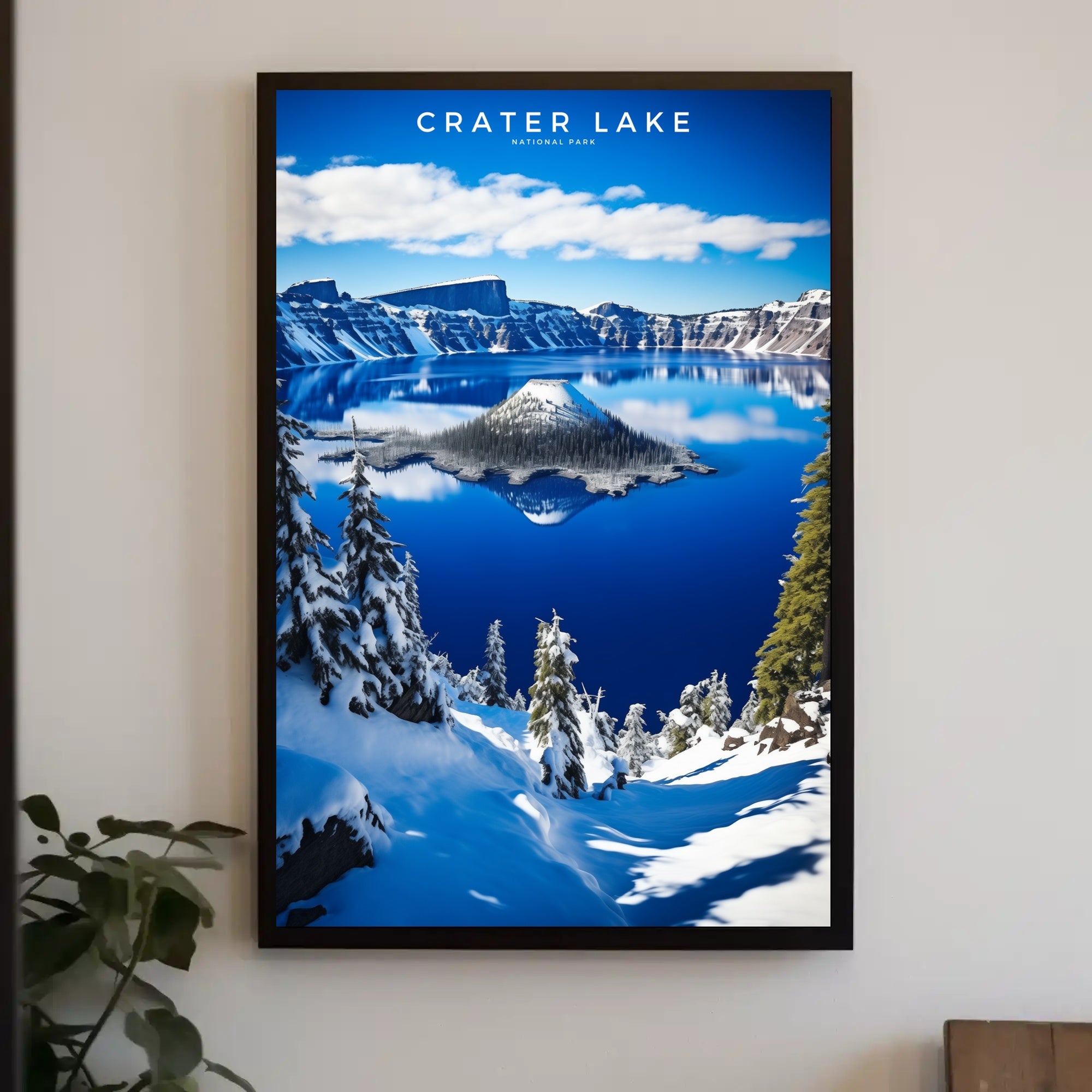 Crater Lake Winter Travel Poster Wall Art