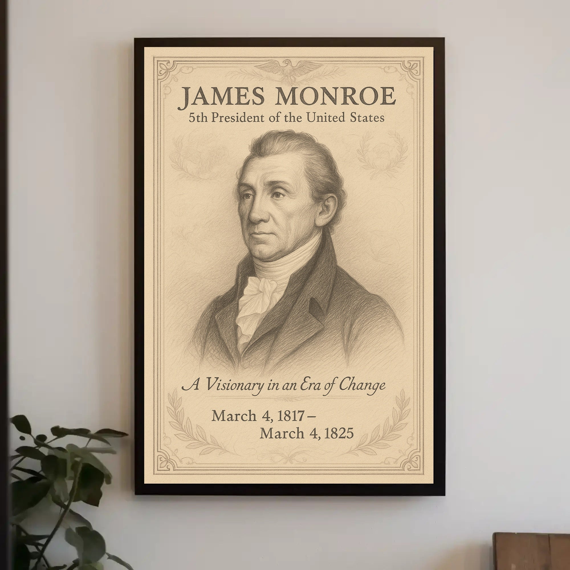James Monroe 5th President Sketch Poster Art Print Decor PosterGoat