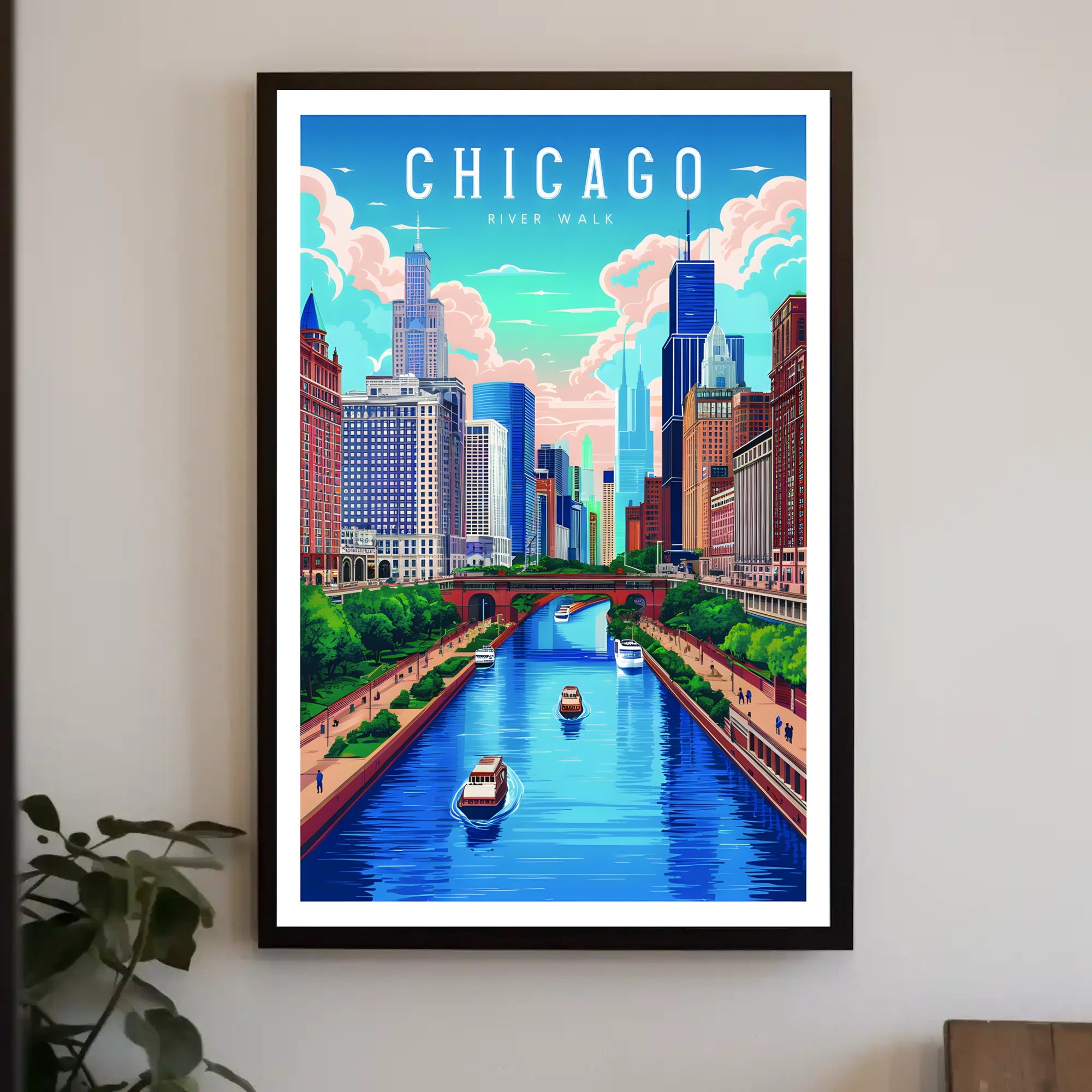 Chicago River Walk Poster