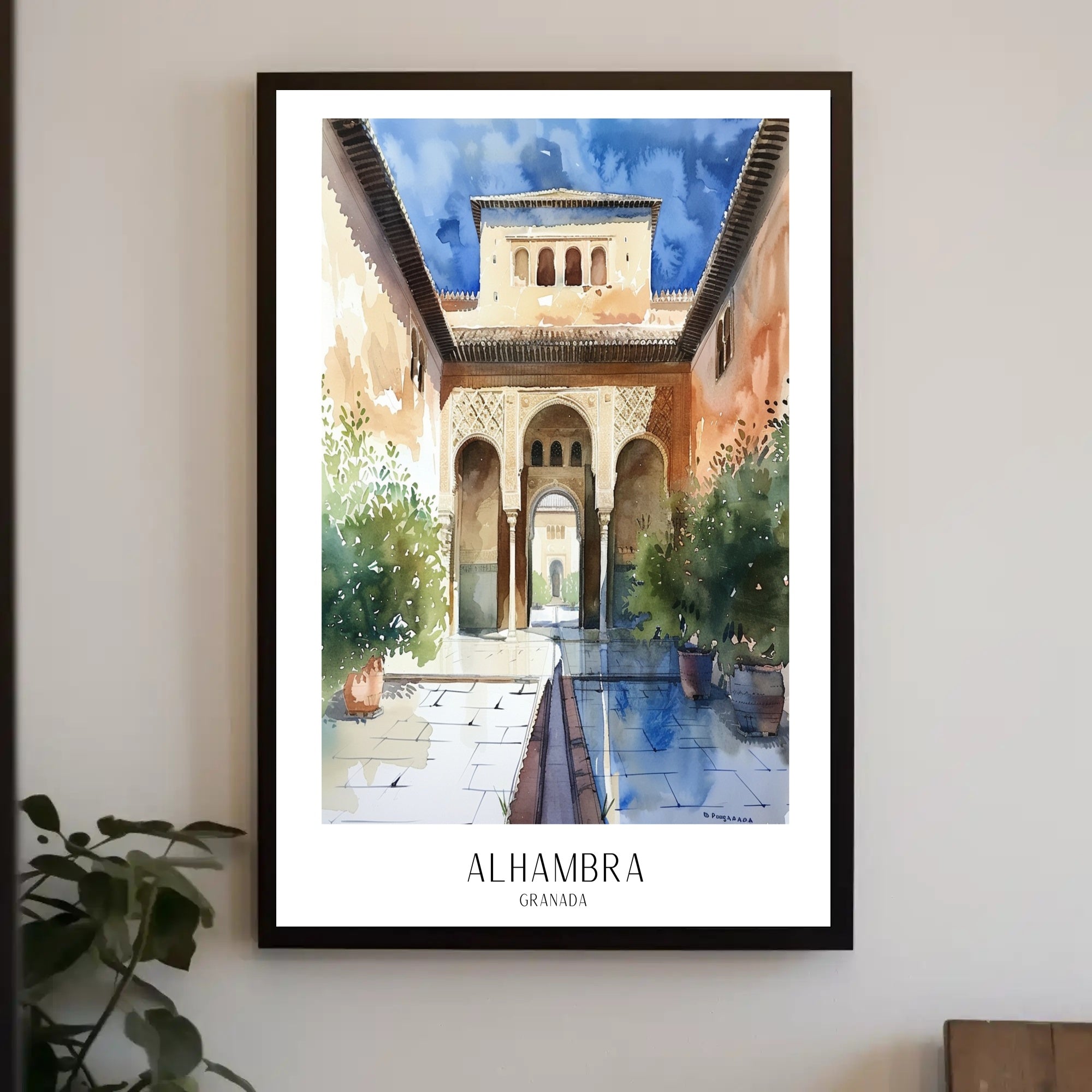 Alhambra Watercolor Art: Cultural or Heritage Poster PosterGoat