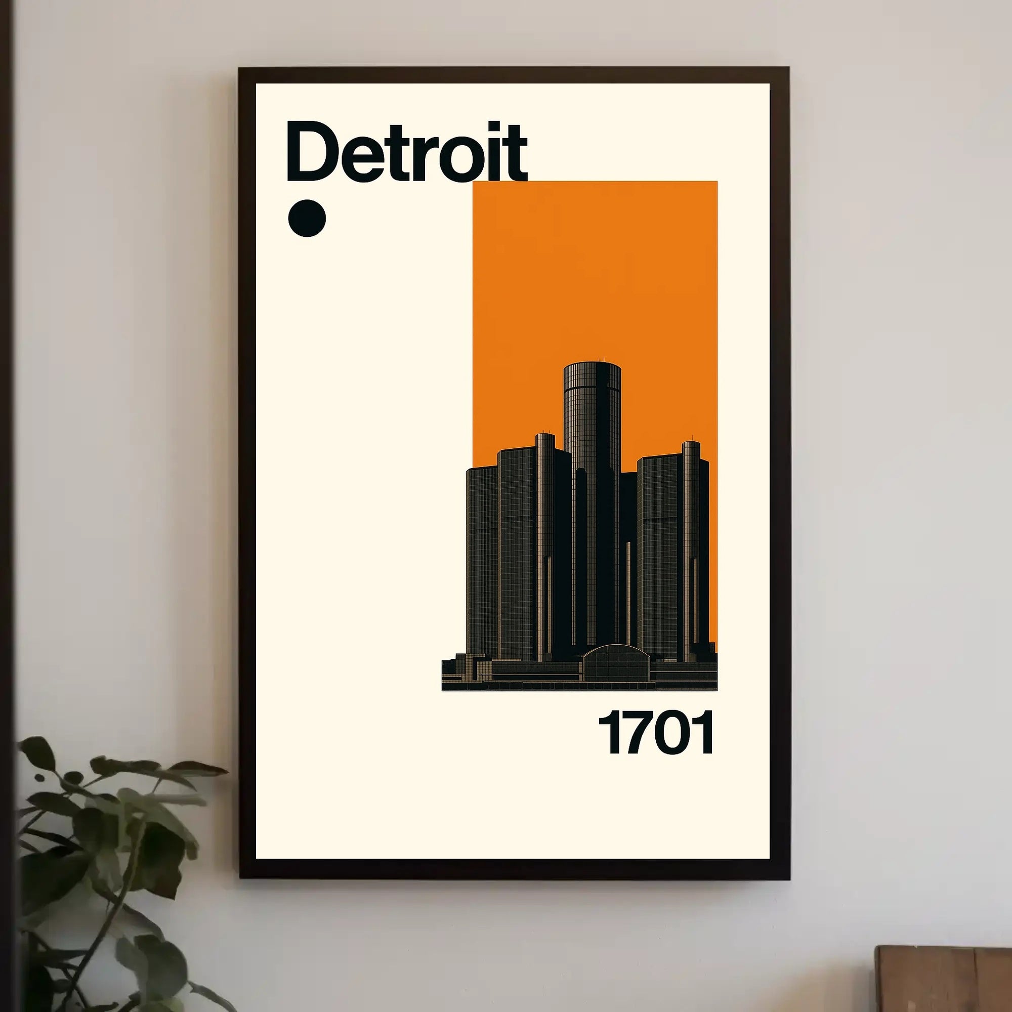 Detroit Skyscraper Modern Illustration Travel Poster