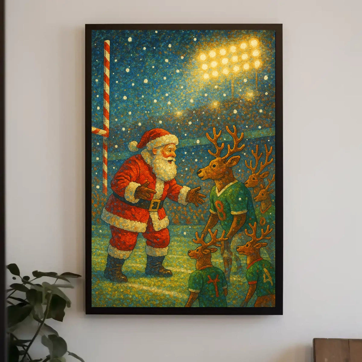 Santa's Whimsical Sports Stadium Christmas Poster