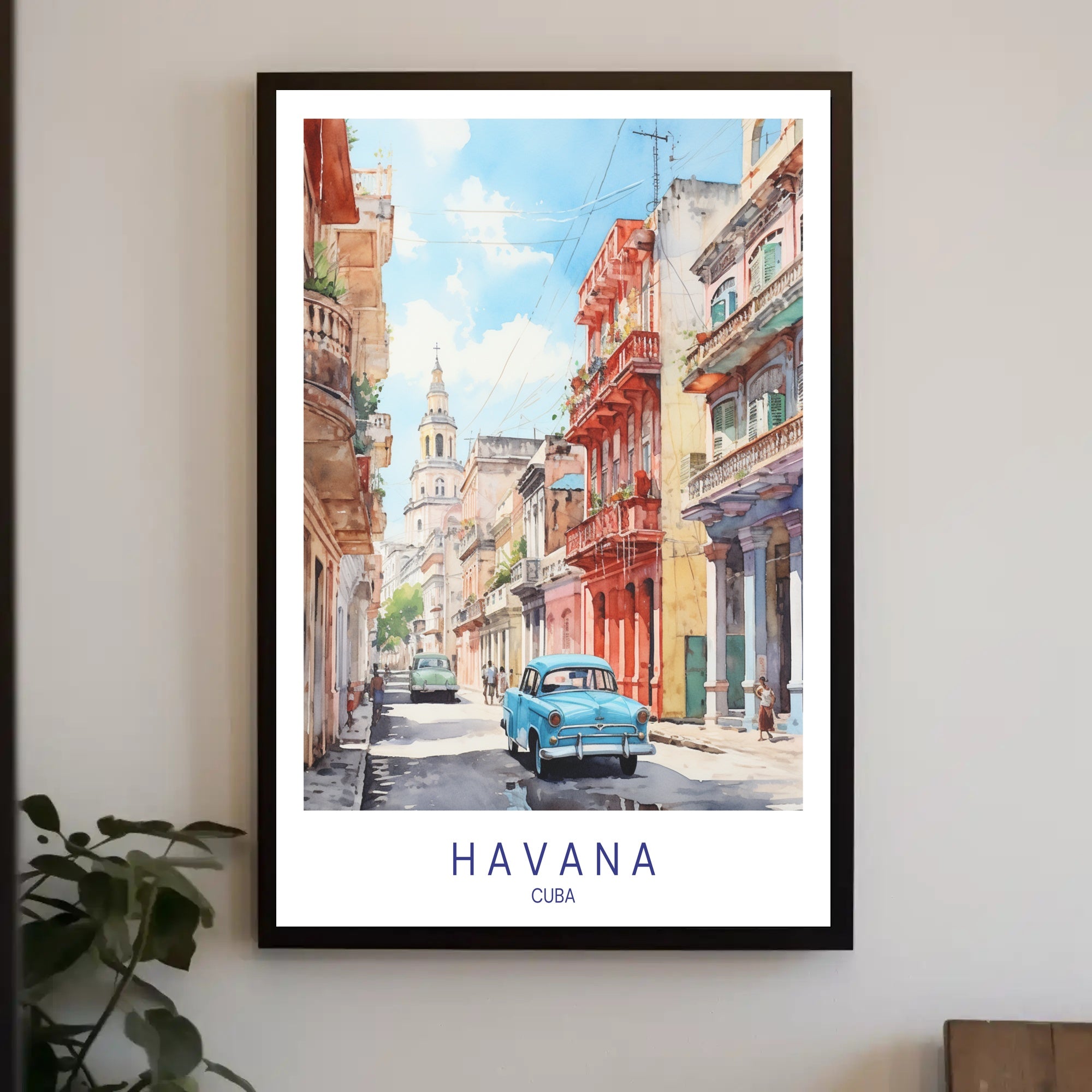 Havana Vintage Car Street Scene Urban or Cityscape Poster PosterGoat