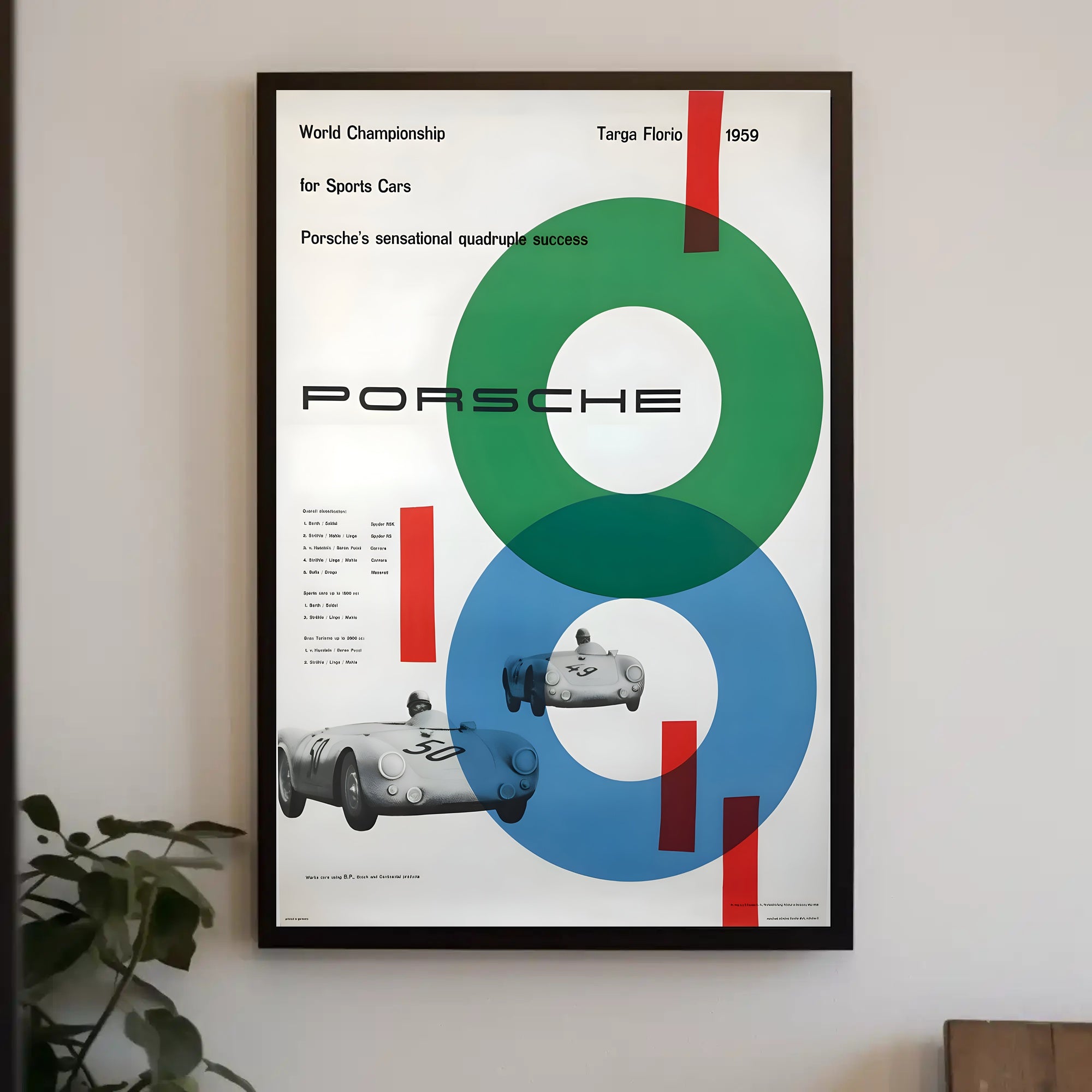 Porsche's Quadruple Success at Targa Florio 1959 Poster