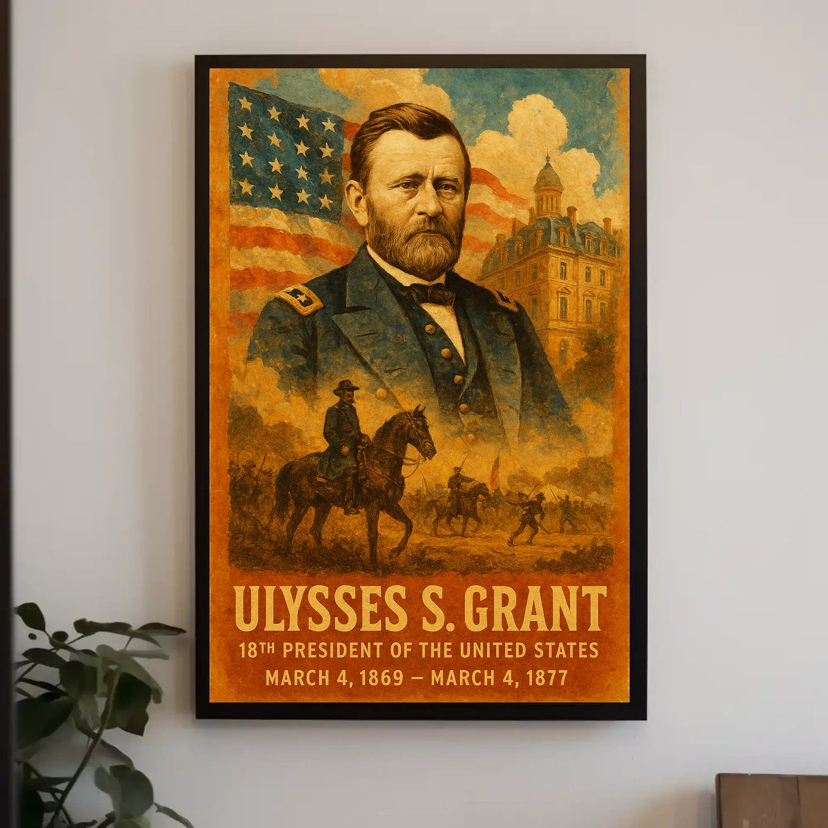 Ulysses S. Grant 18th President of the United States Layered Digital Collage Poster