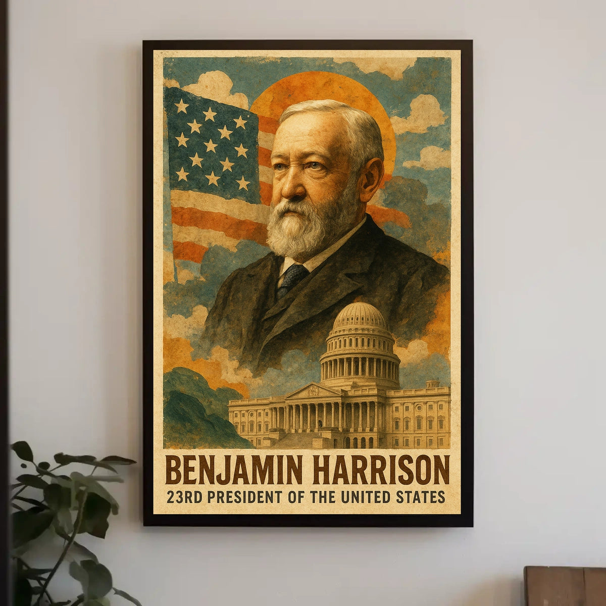Benjamin Harrison 23rd President of the United States Layered Digital Collage Poster