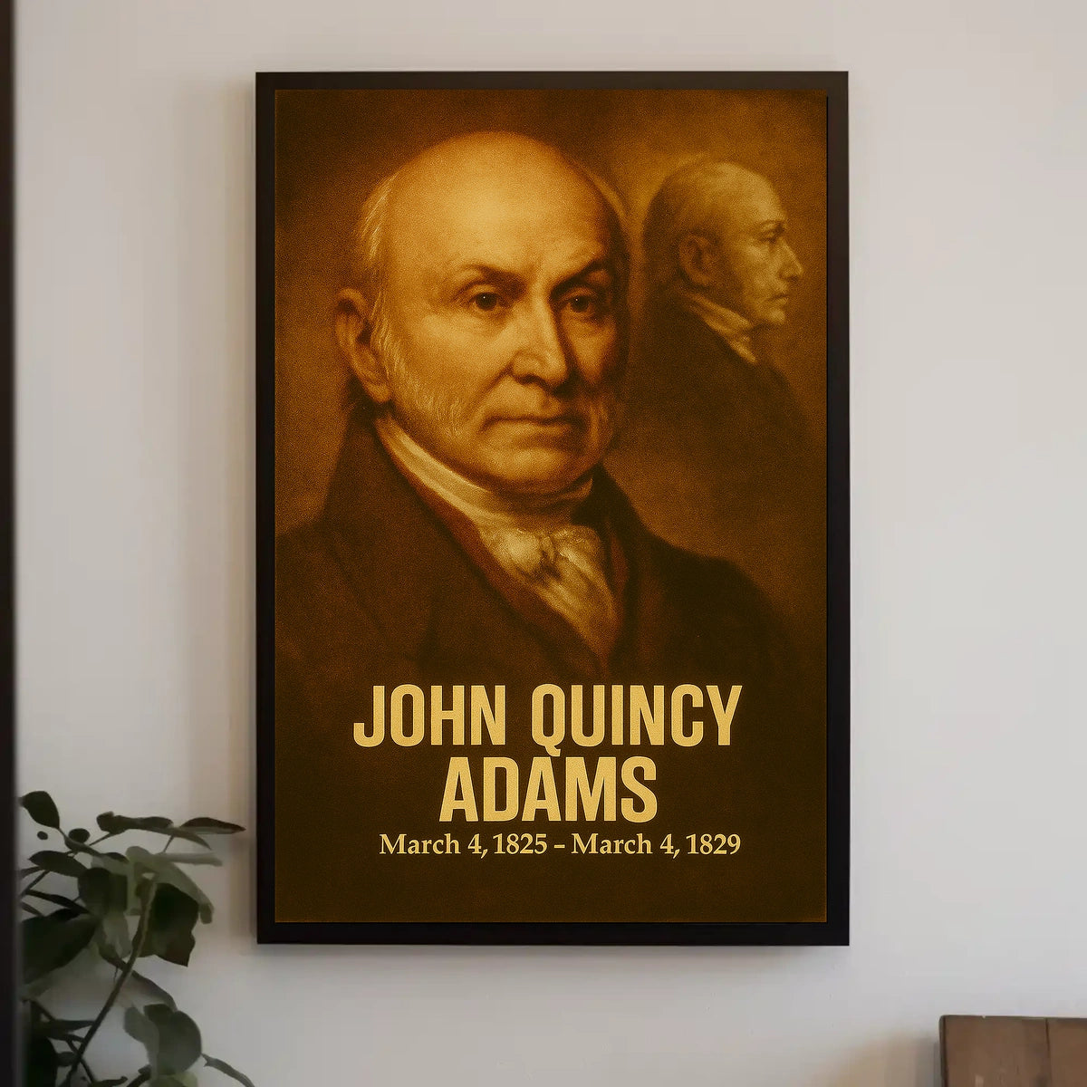 John Quincy Adams Poster Vintage Analog Film Aesthetic Presidential Portrait Wall Art Historical