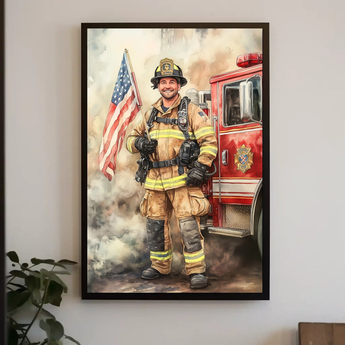 smiling firefighter Poster