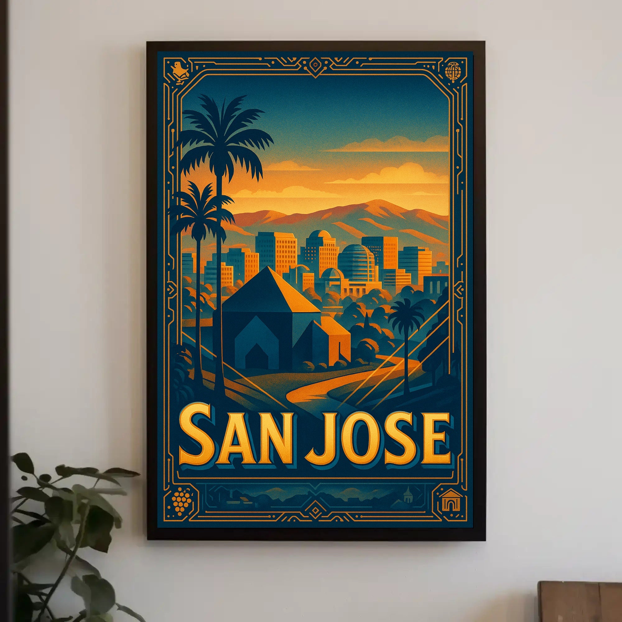 San Jose Skyline Wall Art Poster Modern Travel Print