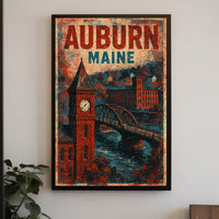 Auburn Maine Vintage Charm Wanderlust Decor Poster