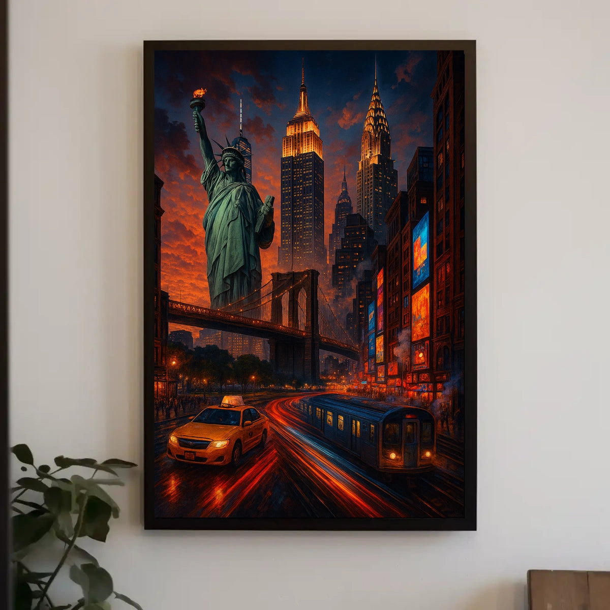 New York City Vibrant Urban Scene Poster Modern Wall Art