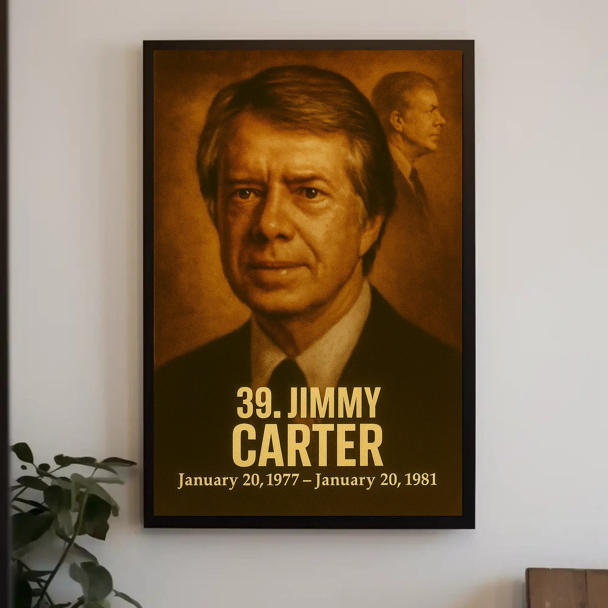 Jimmy Carter Presidential Portrait Poster Vintage Analog Film Aesthetic Wall Art Print USA History